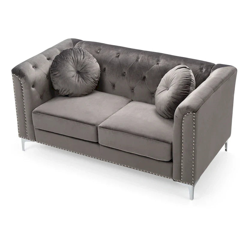 Velvet Button-Tufted Pompano Loveseat 22