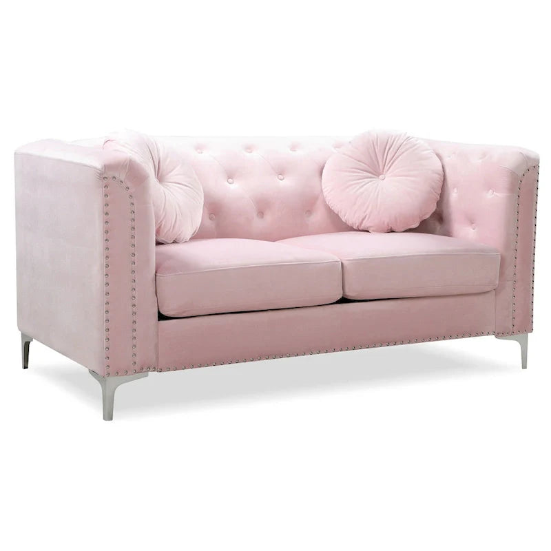 Velvet Button-Tufted Pompano Loveseat 24
