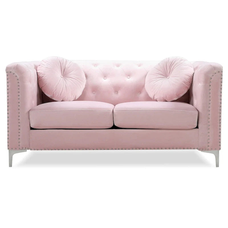 Velvet Button-Tufted Pompano Loveseat 25