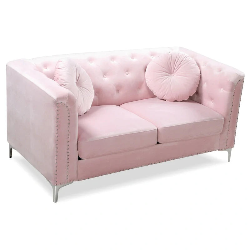 Velvet Button-Tufted Pompano Loveseat 26