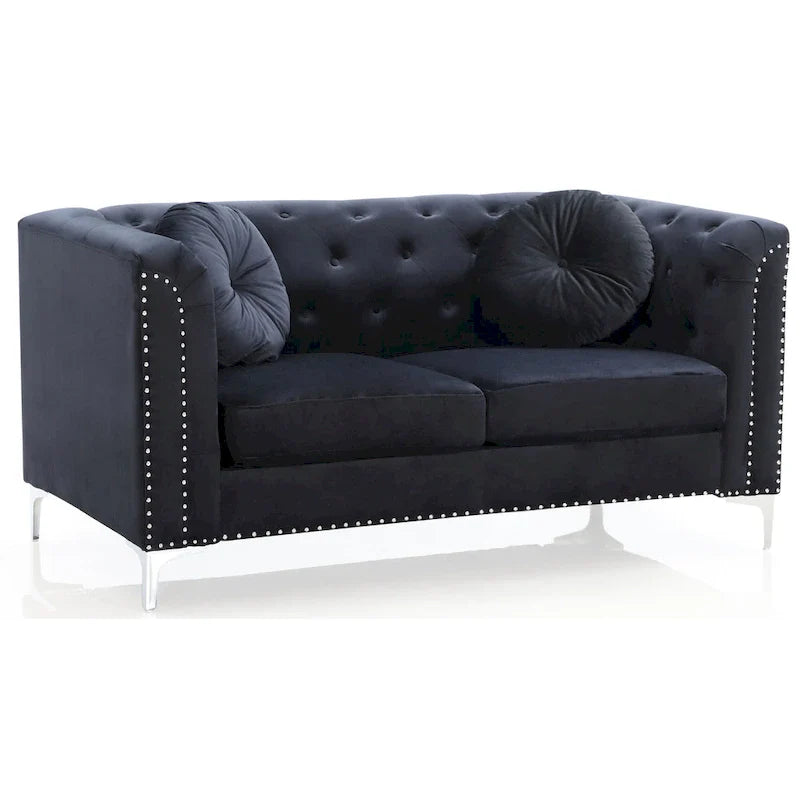 Velvet Button-Tufted Pompano Loveseat 30
