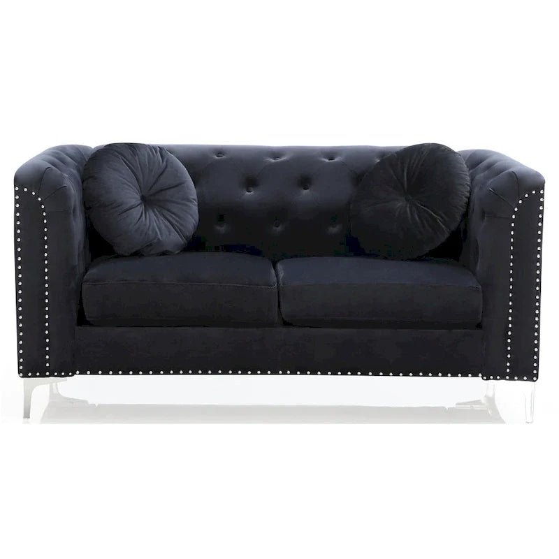 Velvet Button-Tufted Pompano Loveseat 31