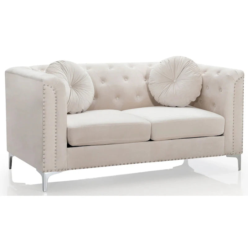 Velvet Button-Tufted Pompano Loveseat 35