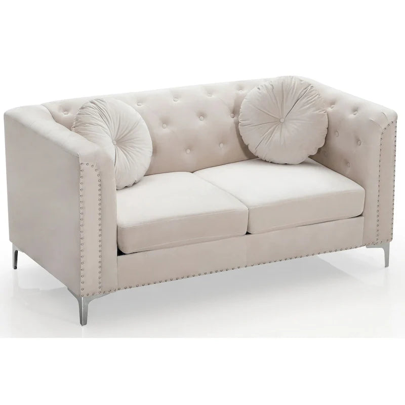 Velvet Button-Tufted Pompano Loveseat 37