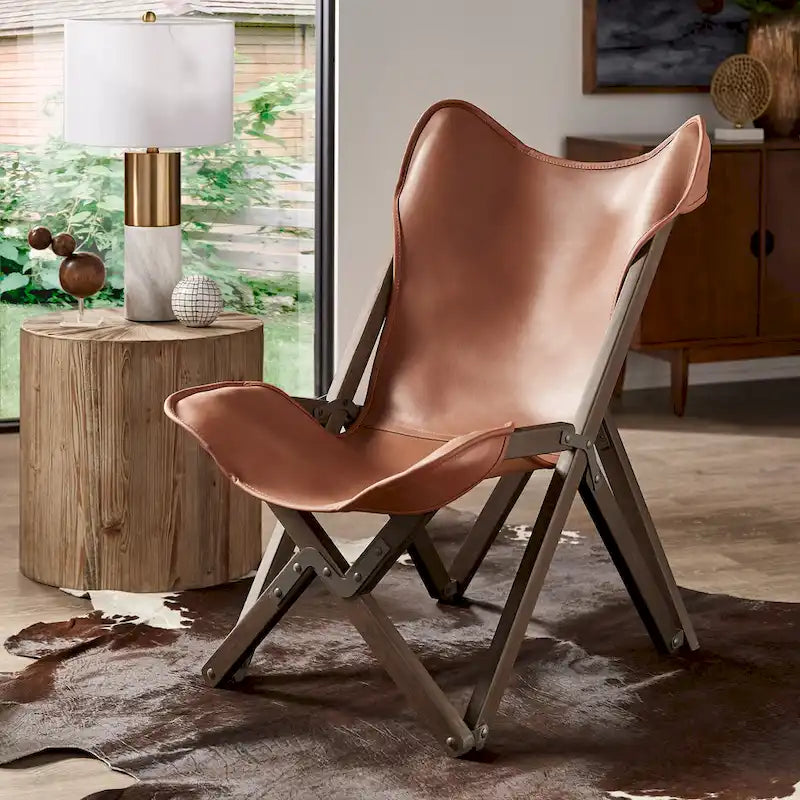 Cantu Authentic Top Grain Leather Tripolina Sling Chair by iNSPIRE Q Modern 1