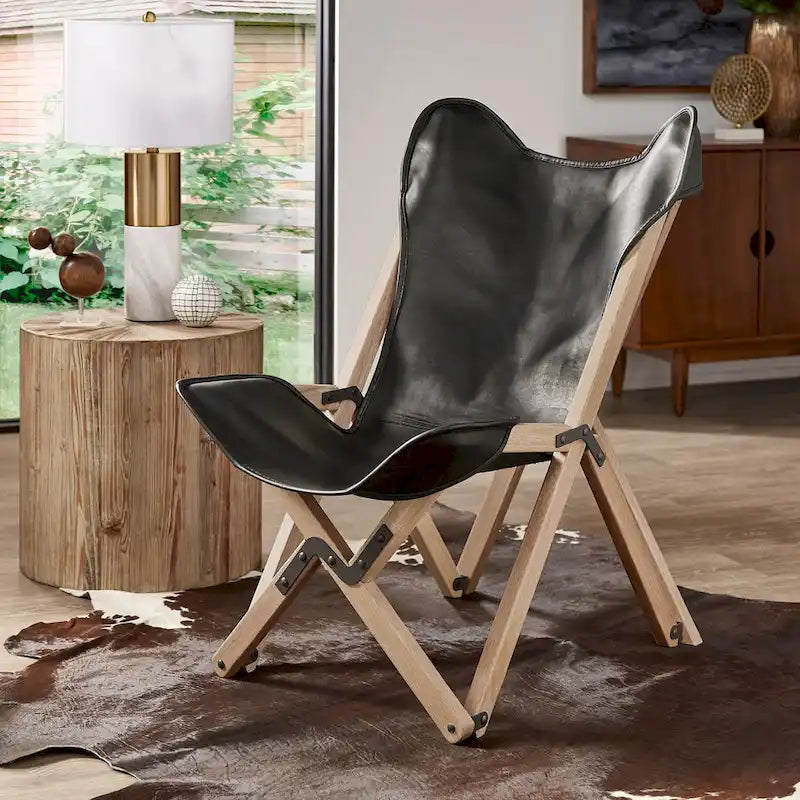 Cantu Authentic Top Grain Leather Tripolina Sling Chair by iNSPIRE Q Modern 2