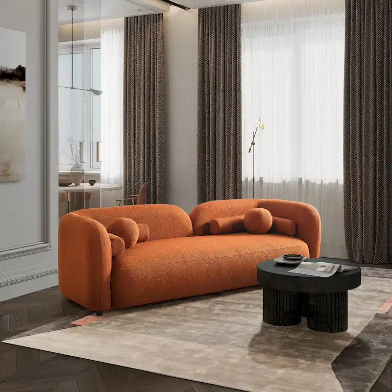 Milet Contemporary Curved Arm Sofa in Luxurious Boucle Fabric 2