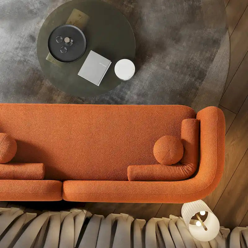 Milet Contemporary Curved Arm Sofa in Luxurious Boucle Fabric 4