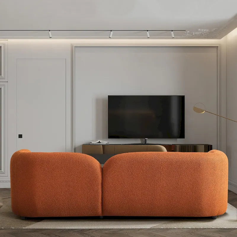 Milet Contemporary Curved Arm Sofa in Luxurious Boucle Fabric 5