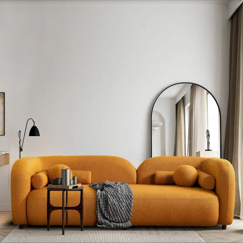 Milet Contemporary Curved Arm Sofa in Luxurious Boucle Fabric 6