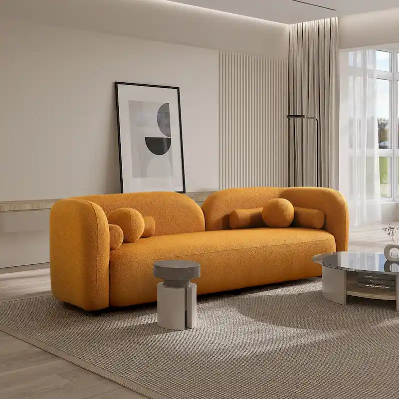 Milet Contemporary Curved Arm Sofa in Luxurious Boucle Fabric 7