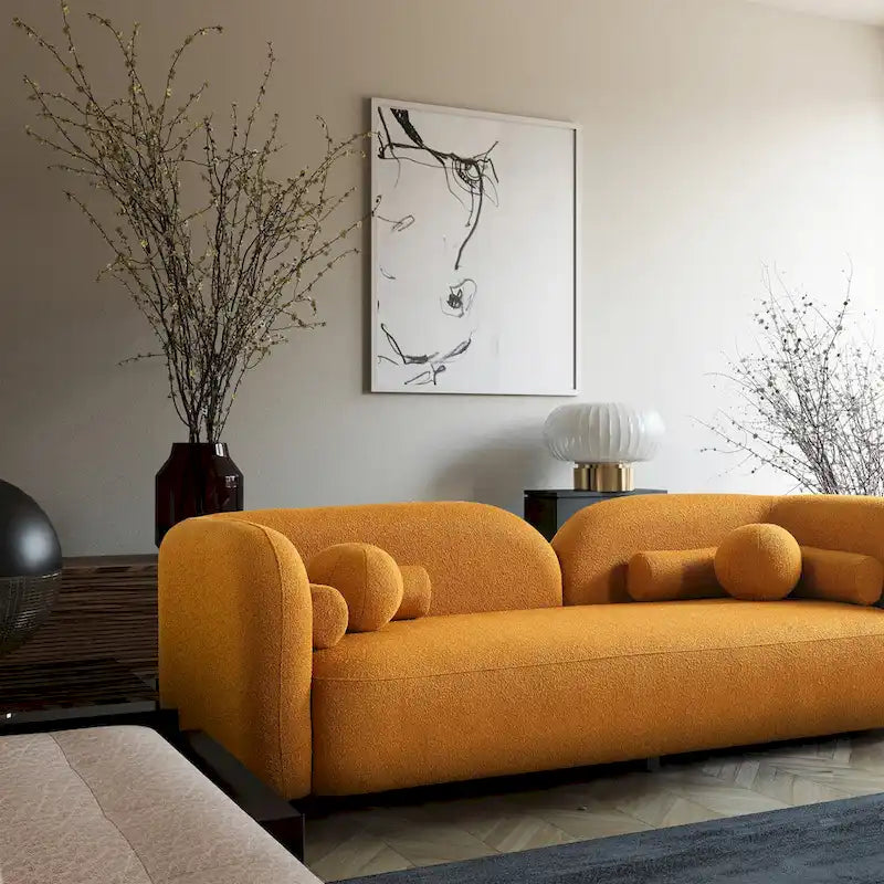 Milet Contemporary Curved Arm Sofa in Luxurious Boucle Fabric 8