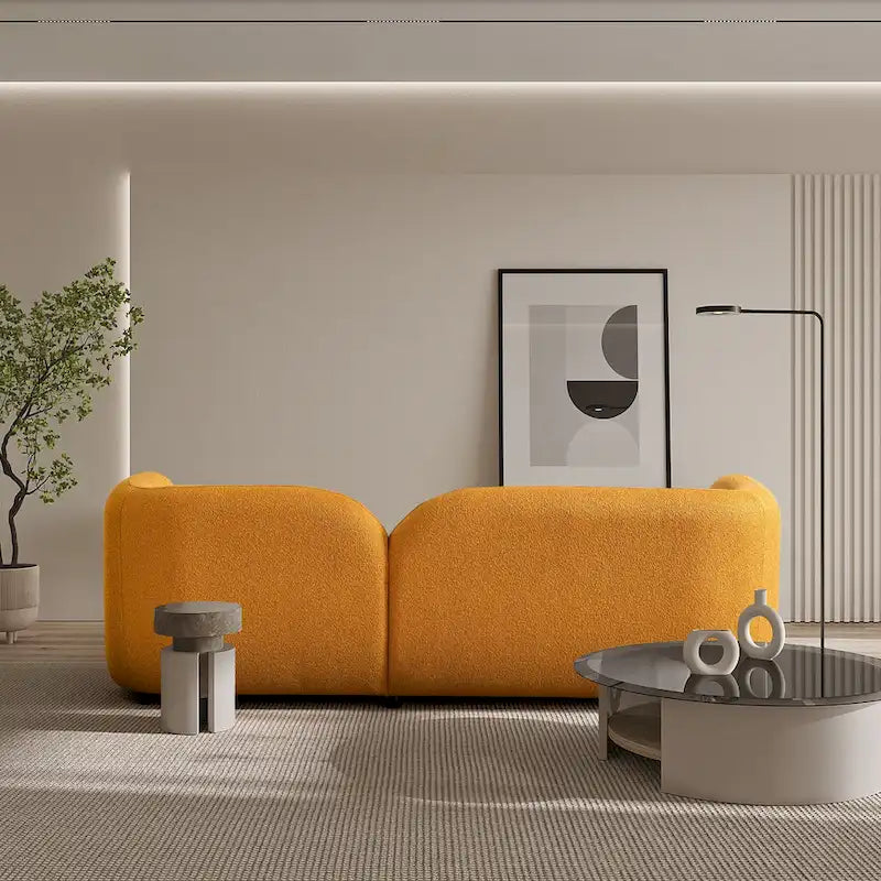 Milet Contemporary Curved Arm Sofa in Luxurious Boucle Fabric 9