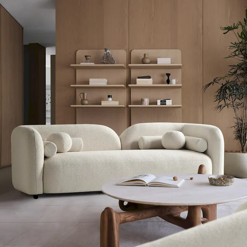 Milet Contemporary Curved Arm Sofa in Luxurious Boucle Fabric 10