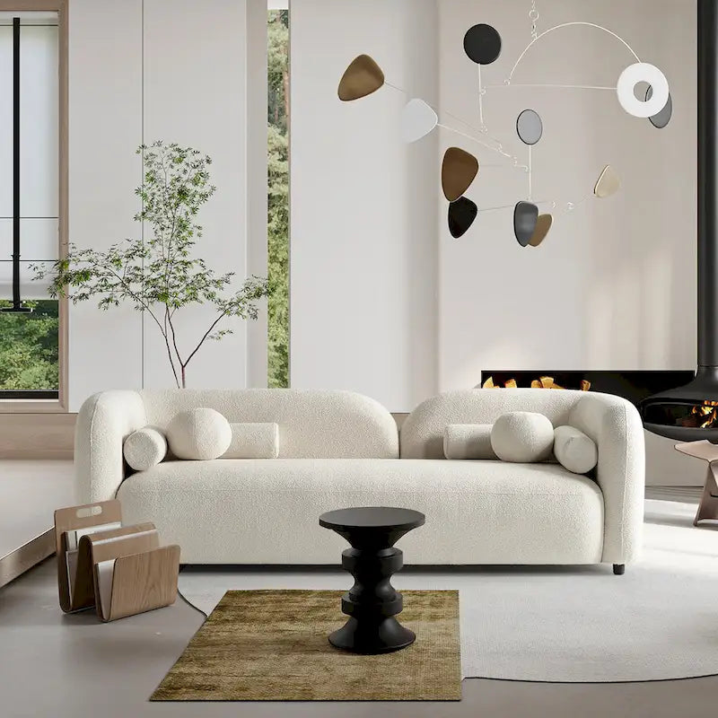 Milet Contemporary Curved Arm Sofa in Luxurious Boucle Fabric 11