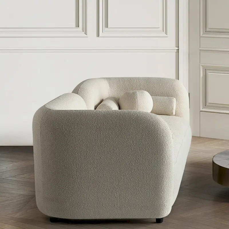 Milet Contemporary Curved Arm Sofa in Luxurious Boucle Fabric 12