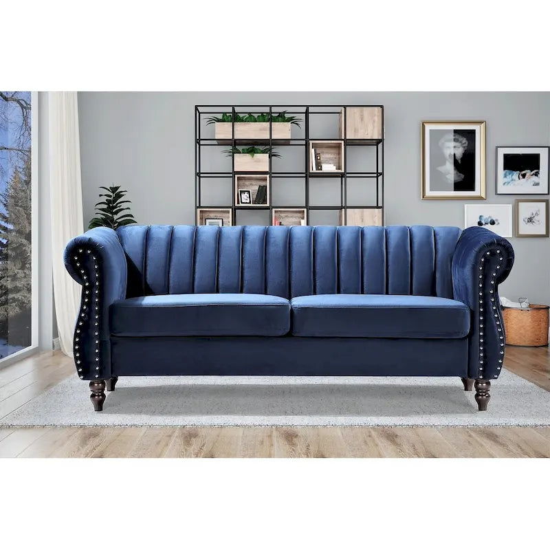 Charlot Velvet Chesterfield Sofa with Rolled Arms 14