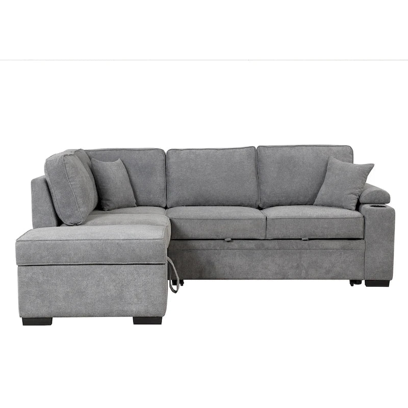 Nestfair L-Shaped Sofa Bed with Storage Ottoman - 2-in-1 Pull-Out Design 2