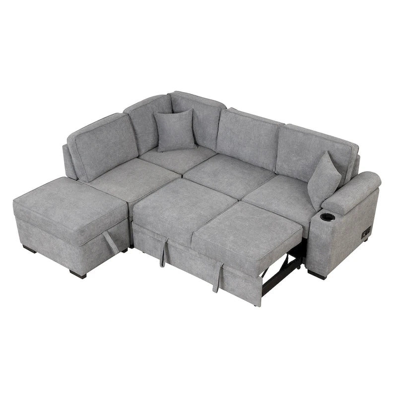 Nestfair L-Shaped Sofa Bed with Storage Ottoman - 2-in-1 Pull-Out Design 6