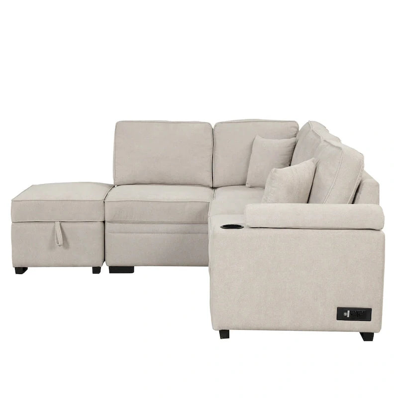 Nestfair L-Shaped Sofa Bed with Storage Ottoman - 2-in-1 Pull-Out Design 9