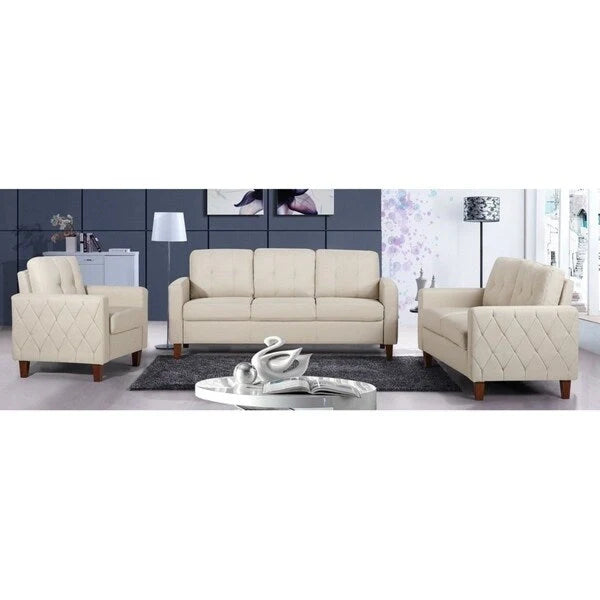 Harrad Mid-Century Modern 3-Piece Tufted Living Room Set 15
