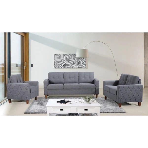 Harrad Mid-Century Modern 3-Piece Tufted Living Room Set 1