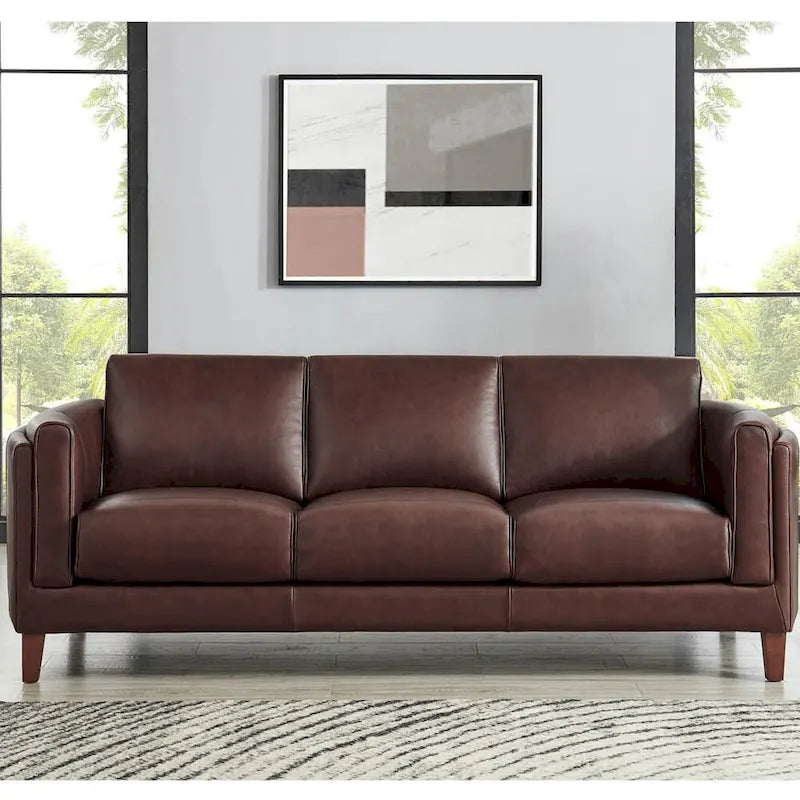 Hydeline Maui Premium Top Grain Leather Sofa with Feather, Memory Foam, and Spring Support 4