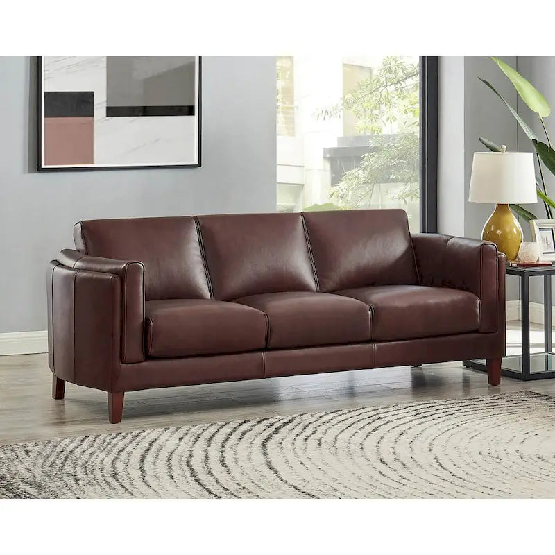 Hydeline Maui Premium Top Grain Leather Sofa with Feather, Memory Foam, and Spring Support 5