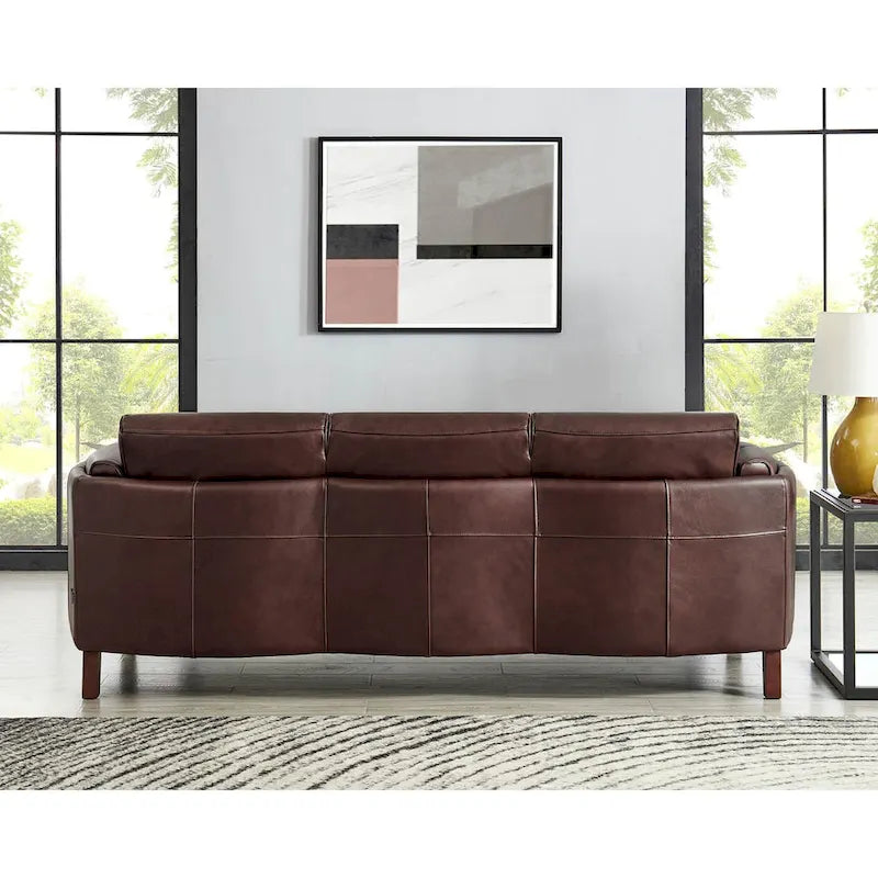 Hydeline Maui Premium Top Grain Leather Sofa with Feather, Memory Foam, and Spring Support 6