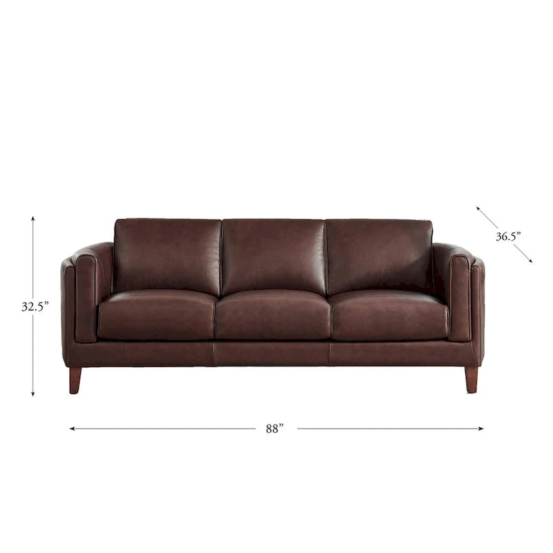 Hydeline Maui Premium Top Grain Leather Sofa with Feather, Memory Foam, and Spring Support 9