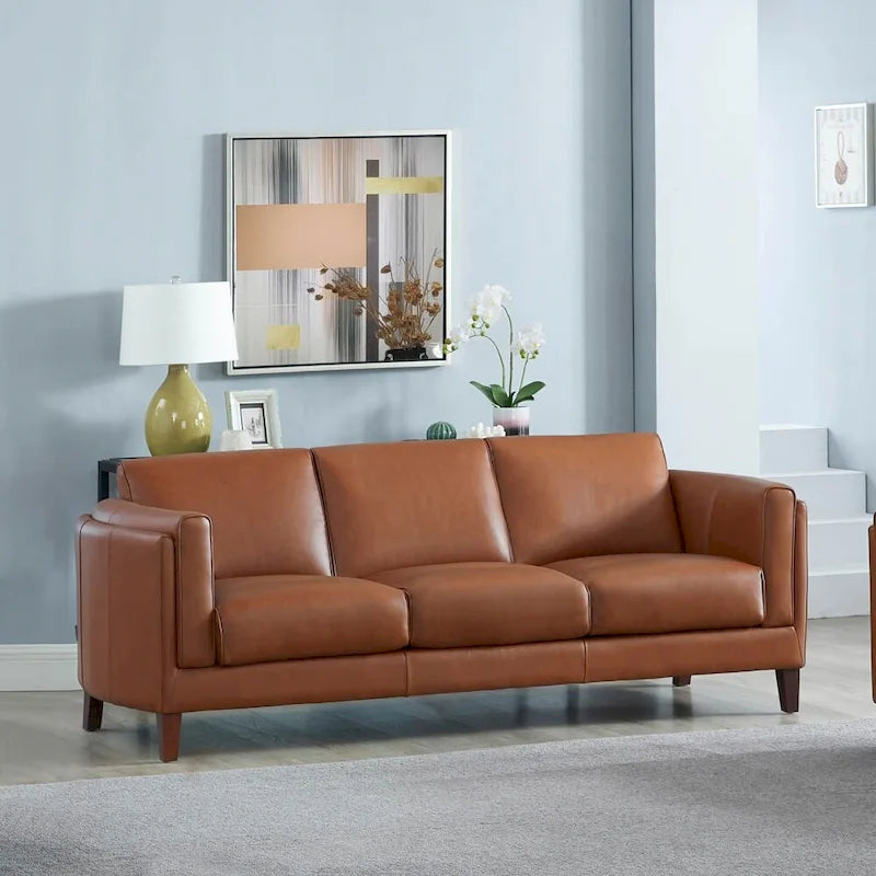 Hydeline Maui Premium Top Grain Leather Sofa with Feather, Memory Foam, and Spring Support 10