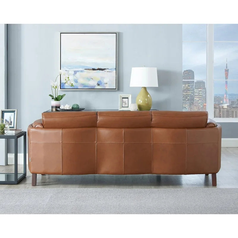 Hydeline Maui Premium Top Grain Leather Sofa with Feather, Memory Foam, and Spring Support 11