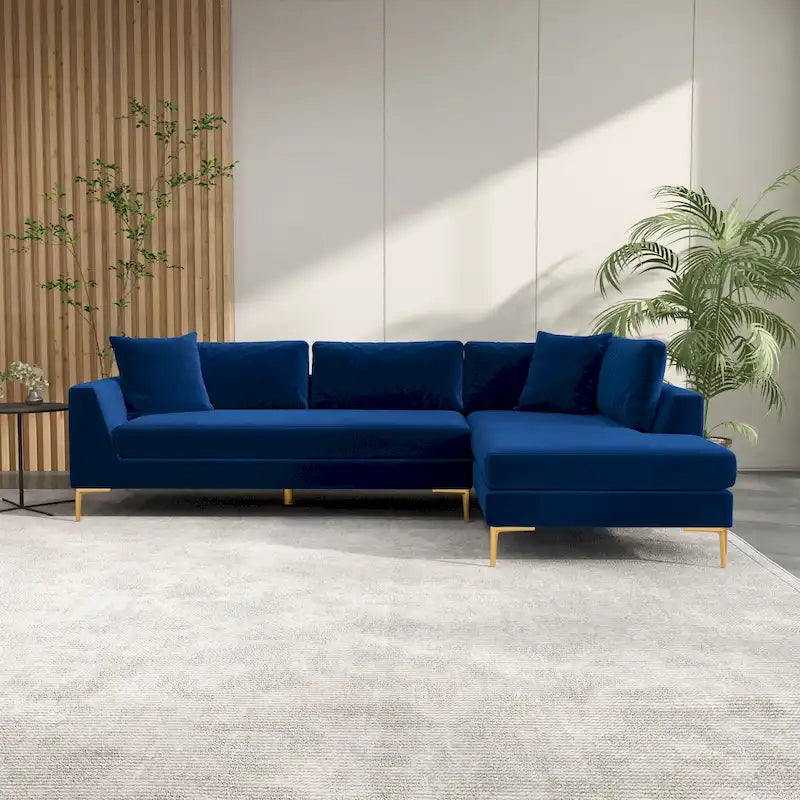 Mae Velvet Corner Sectional Sofa in Mid-Century Modern Style 27