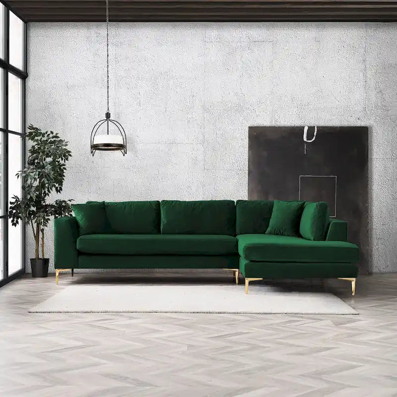 Mae Velvet Corner Sectional Sofa in Mid-Century Modern Style 1