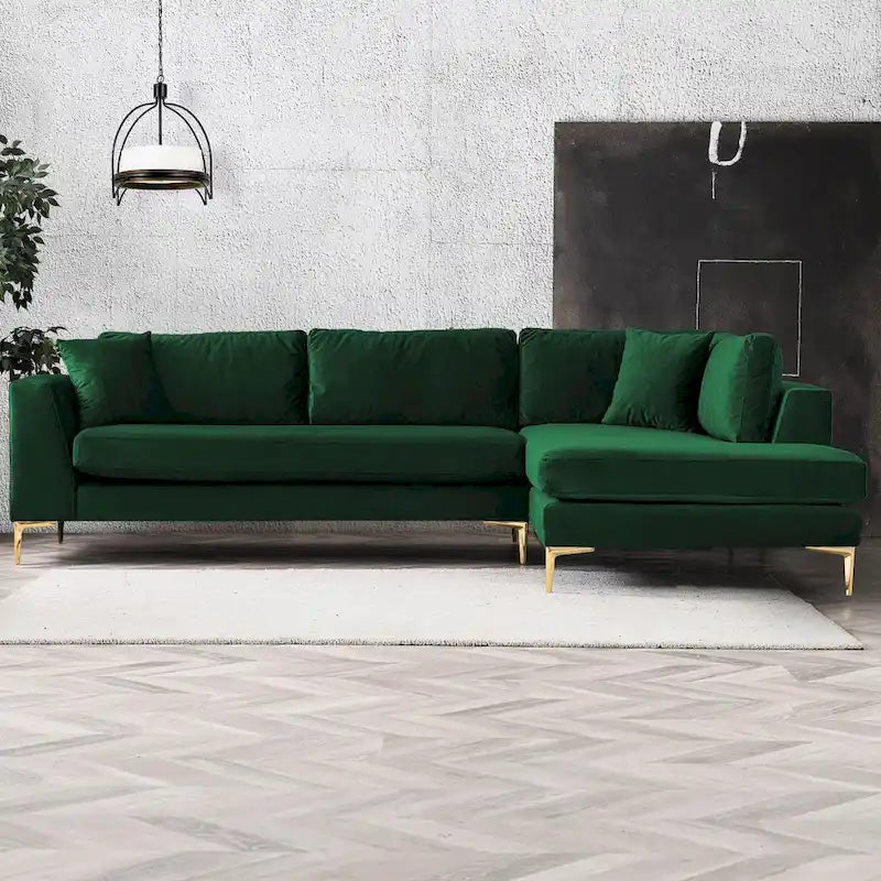 Mae Velvet Corner Sectional Sofa in Mid-Century Modern Style 2