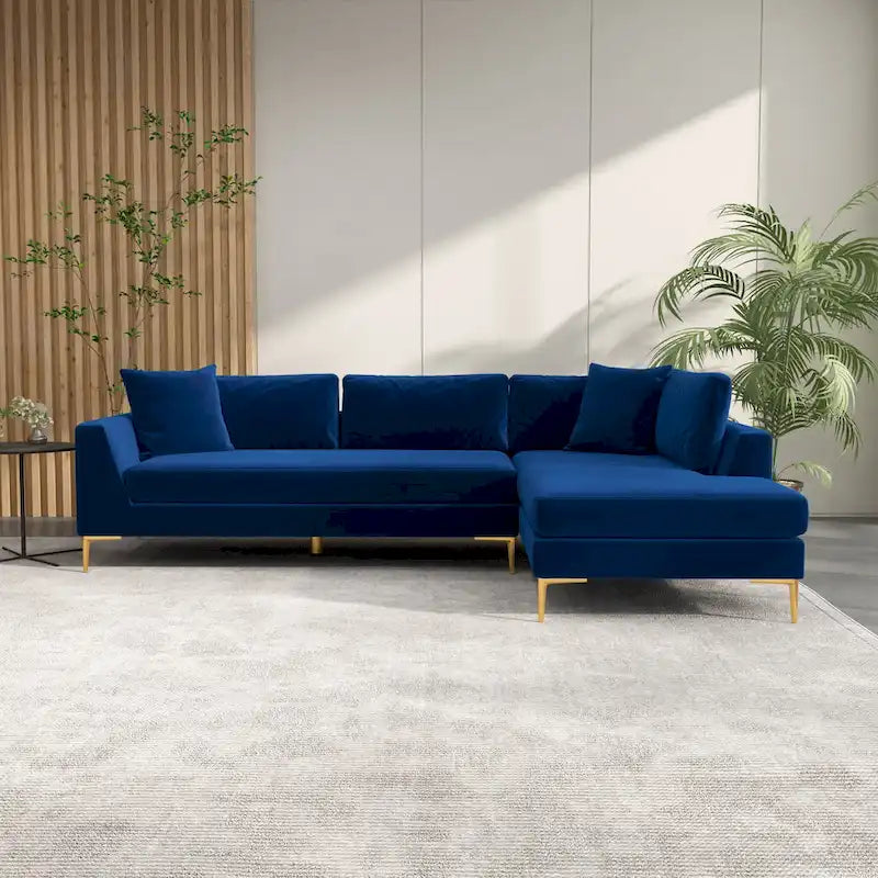 Mae Velvet Corner Sectional Sofa in Mid-Century Modern Style 6