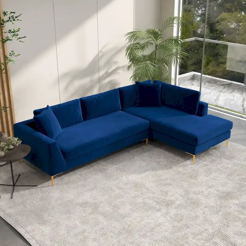 Mae Velvet Corner Sectional Sofa in Mid-Century Modern Style 7