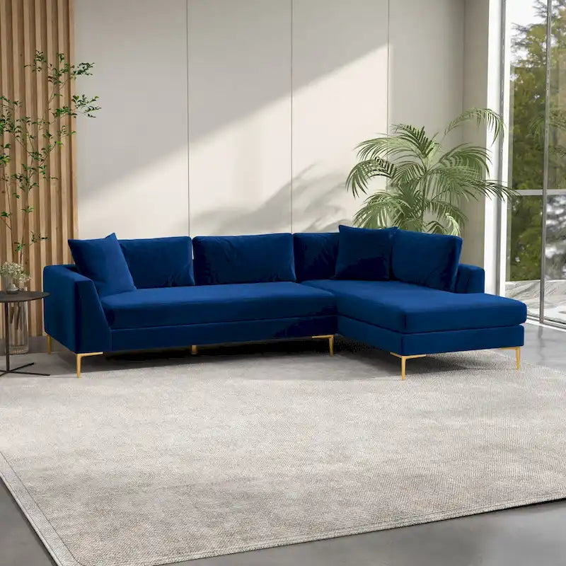 Mae Velvet Corner Sectional Sofa in Mid-Century Modern Style 8