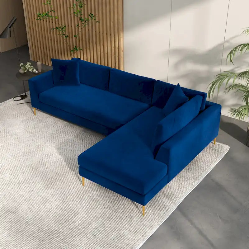 Mae Velvet Corner Sectional Sofa in Mid-Century Modern Style 9