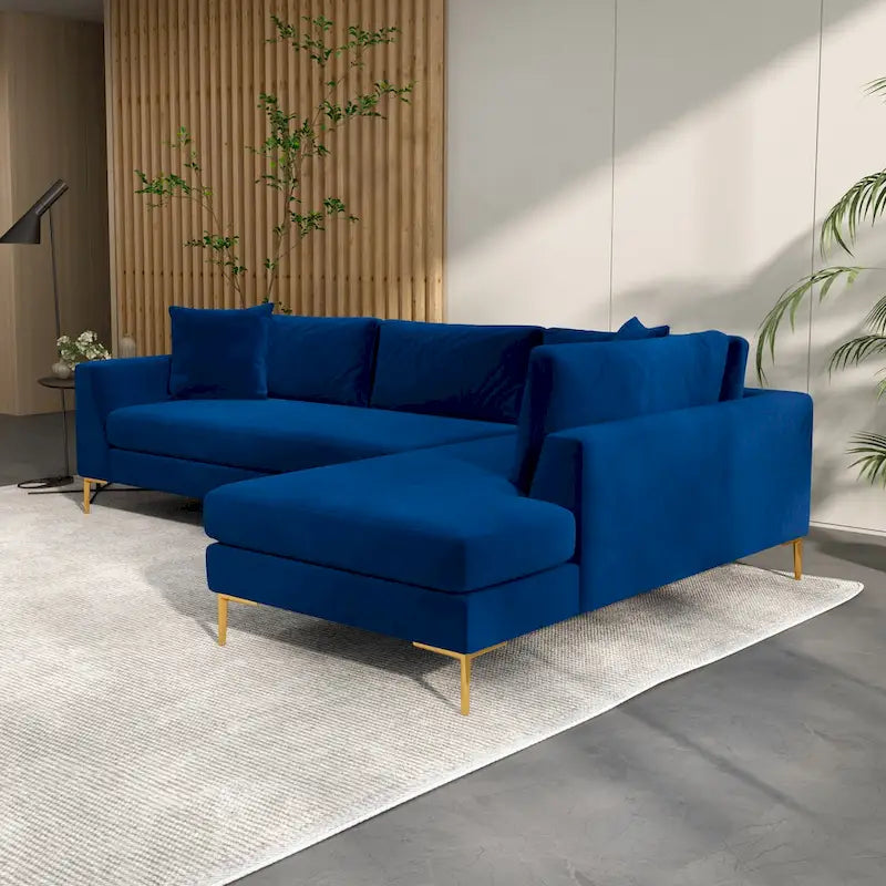 Mae Velvet Corner Sectional Sofa in Mid-Century Modern Style 10