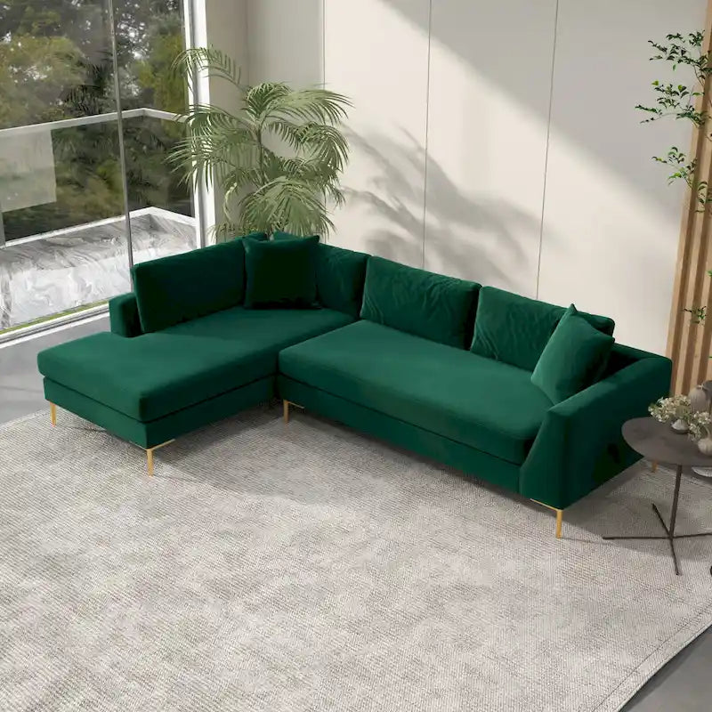 Mae Velvet Corner Sectional Sofa in Mid-Century Modern Style 11