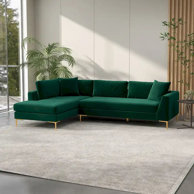 Mae Velvet Corner Sectional Sofa in Mid-Century Modern Style 12