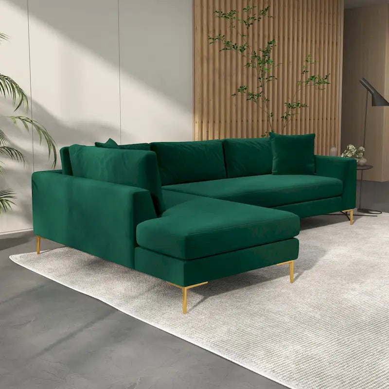 Mae Velvet Corner Sectional Sofa in Mid-Century Modern Style 14