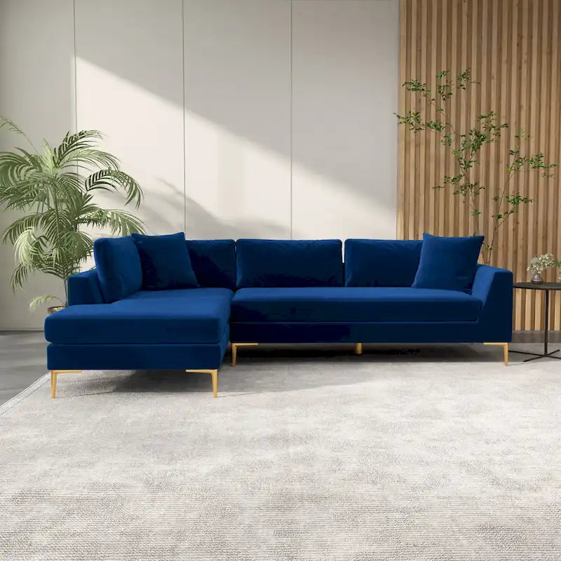 Mae Velvet Corner Sectional Sofa in Mid-Century Modern Style 16