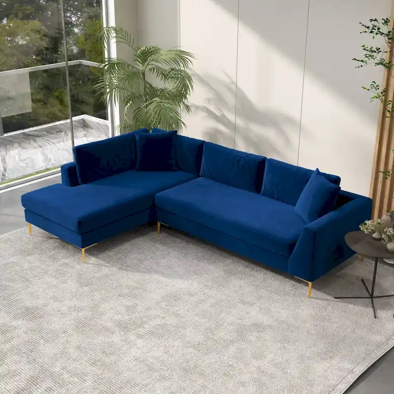 Mae Velvet Corner Sectional Sofa in Mid-Century Modern Style 17