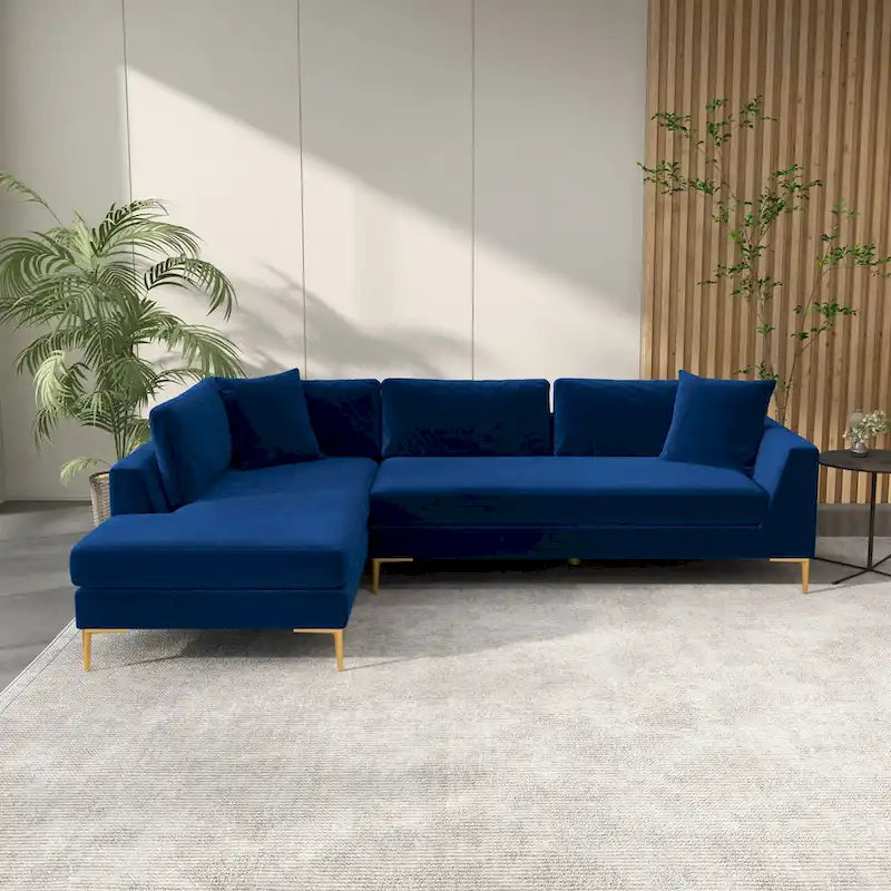 Mae Velvet Corner Sectional Sofa in Mid-Century Modern Style 19
