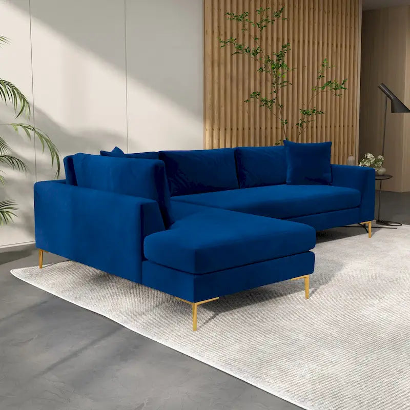 Mae Velvet Corner Sectional Sofa in Mid-Century Modern Style 21