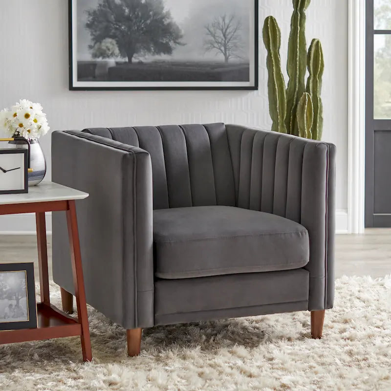 Lifestorey Paxton Tuxedo Chair with Channel Stitch Design 16