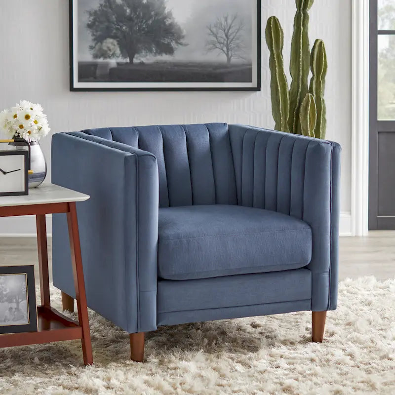 Lifestorey Paxton Tuxedo Chair with Channel Stitch Design 2