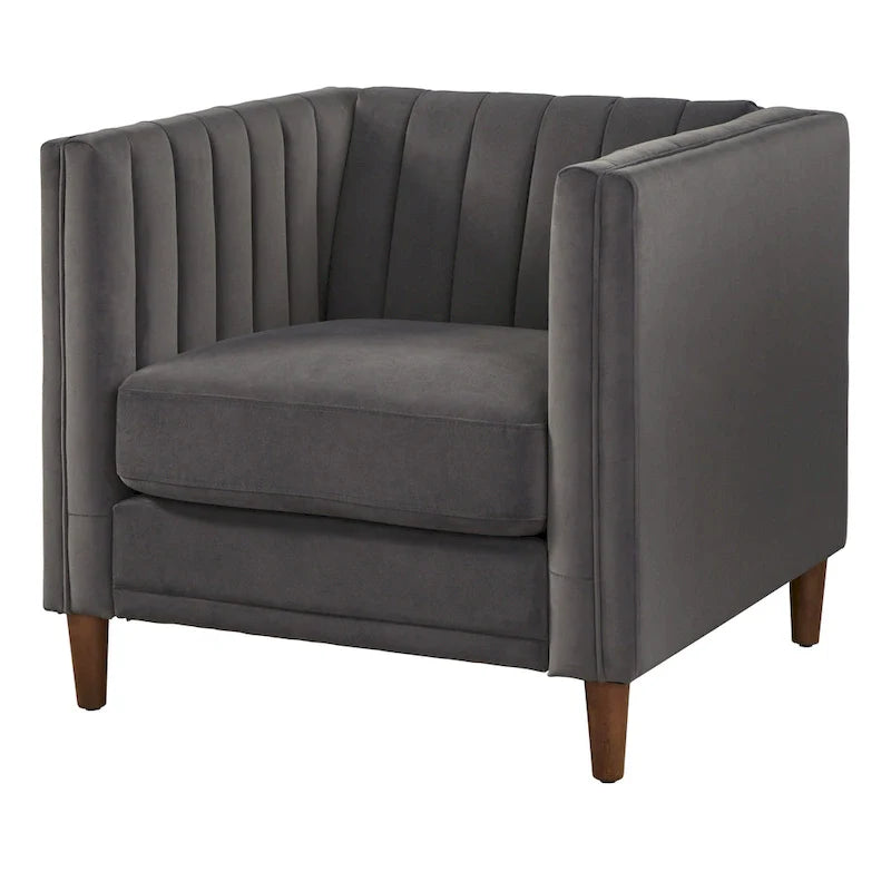 Lifestorey Paxton Tuxedo Chair with Channel Stitch Design 4